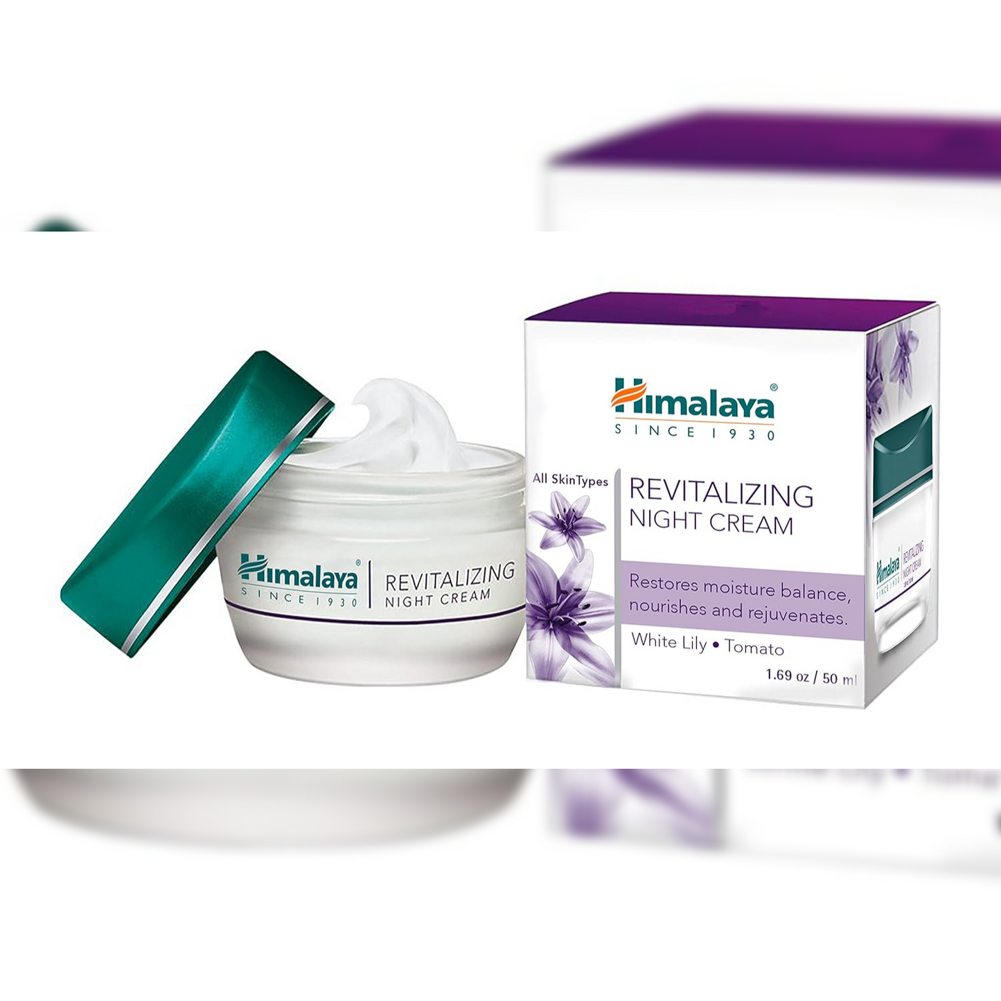 Himalaya Revitalizing Night Cream with white lily | Renews, repairs & hydrates skin overnight | rich in AHA & Anti-oxidants | Derma-tested | Paraben Free | Suitable for Dry to combination skin| 50g X Pack of 2