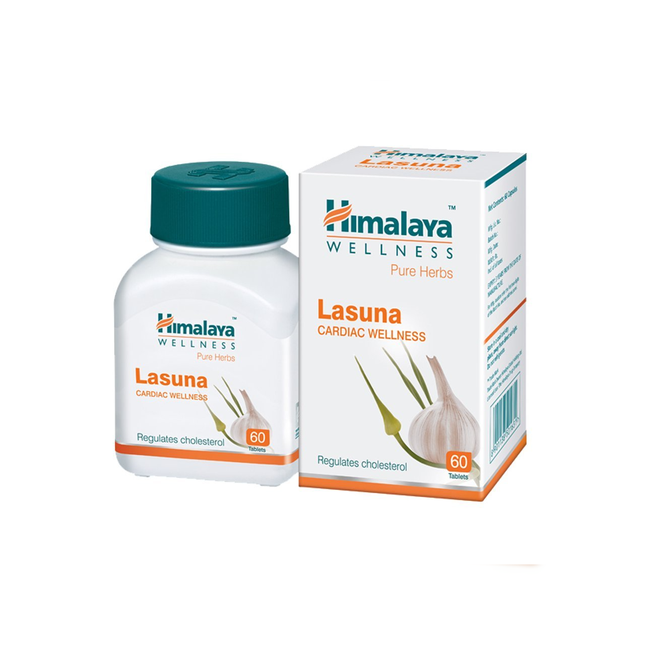 Himalaya Pure Herbs Lasuna Cardiac Wellness Tablets, White, 250 mg, 60 Count X Pack of 3