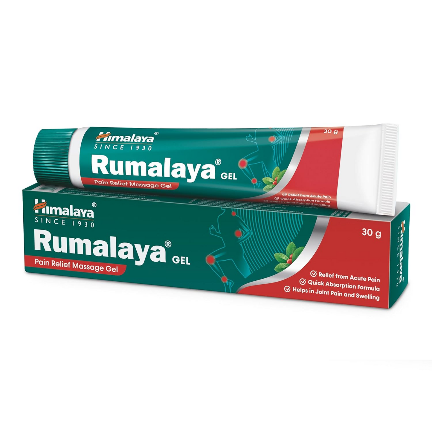 Himalaya Rumalaya Gel| Quick Relief Formula For Body Pain| Back Pain, Knee Pain, Muscle Pain, Sprains| Ayurvedic | 30G X Pack of 3
