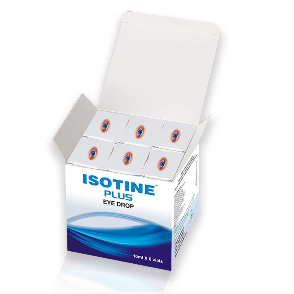 ISOTINE PLUS EYE DROP Jagat Pharma Isotine Plus for Serious Problems with goodness of Ayurvedic herbs -Amla, Chandan, Ashwagandha & palash |100% Ayurvedic |1 Box (10ml X 6 eye drops)